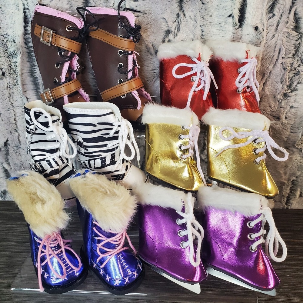 Doll Shoes Lot Of 6 Pair - 3 Ice Skates, 3 Boots NEW Fits AG OG And 15-18" Girls